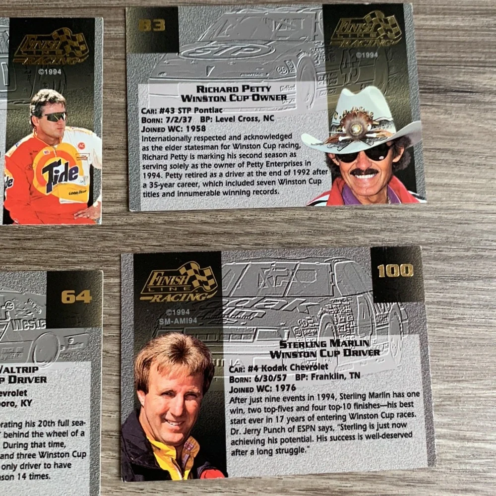Finish Line Gold 1994 Race Car Driver NASCAR Racing Sport Trading Cards Vintage